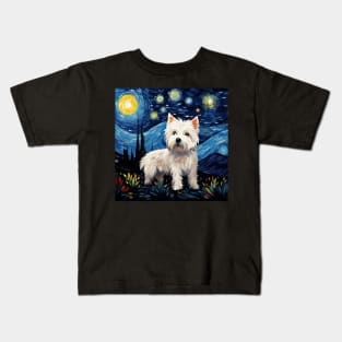 West Highland White Terrier Painted in Van Goh Style Kids T-Shirt